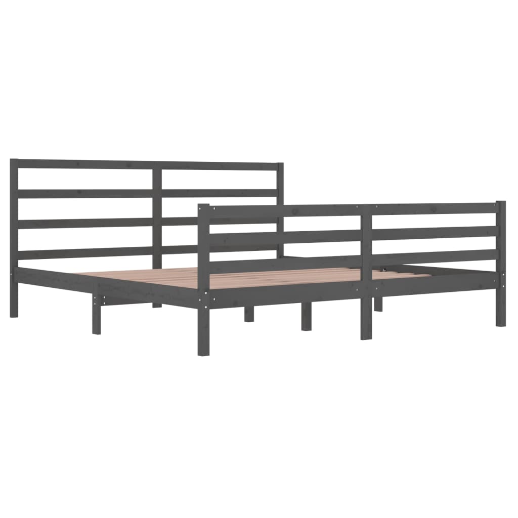 Cadre de lit sans matelas bois massif de pin gris 200x200 cm