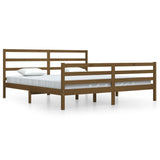 Cadre de lit sans matelas marron miel bois pin massif 200x200cm