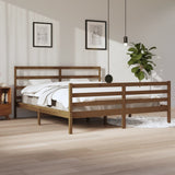 Cadre de lit sans matelas marron miel bois pin massif 200x200cm