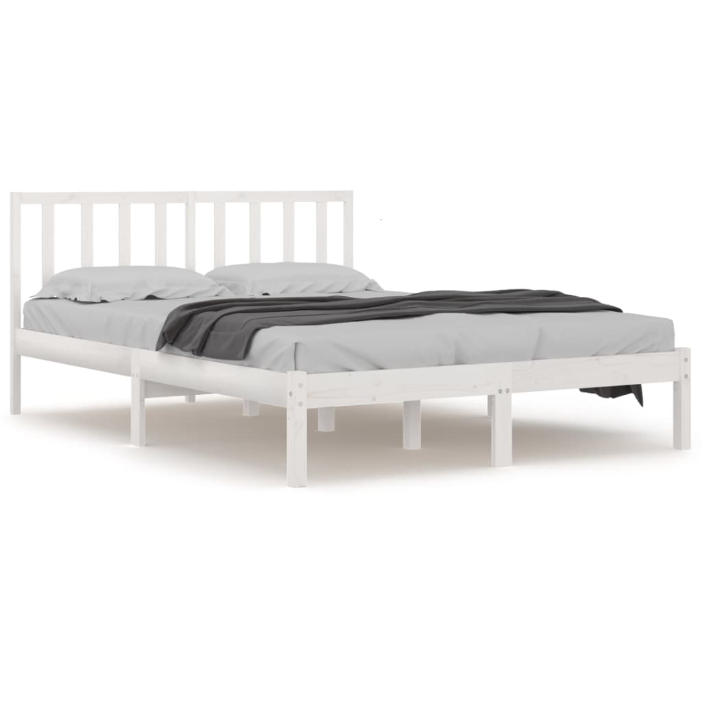 Cadre de lit sans matelas blanc bois massif de pin 180x200 cm