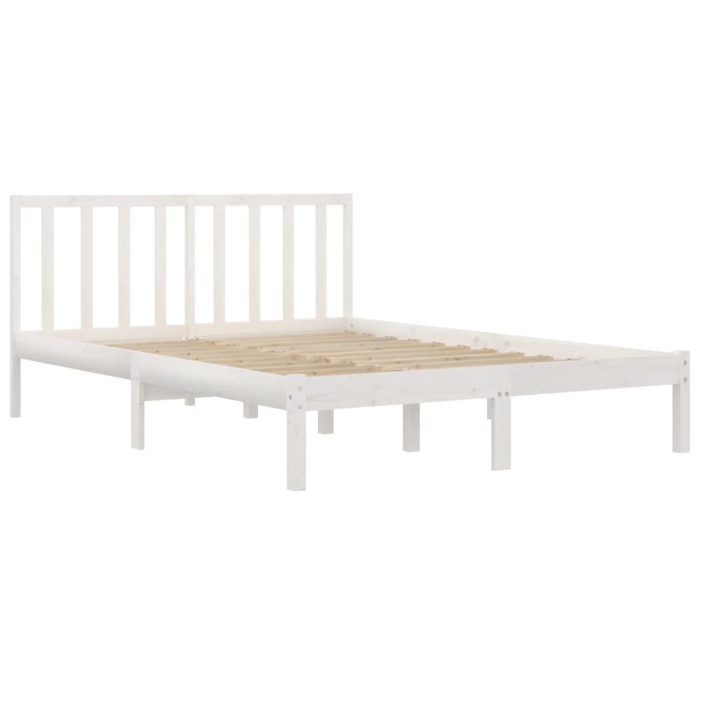 Cadre de lit sans matelas blanc bois massif de pin 180x200 cm