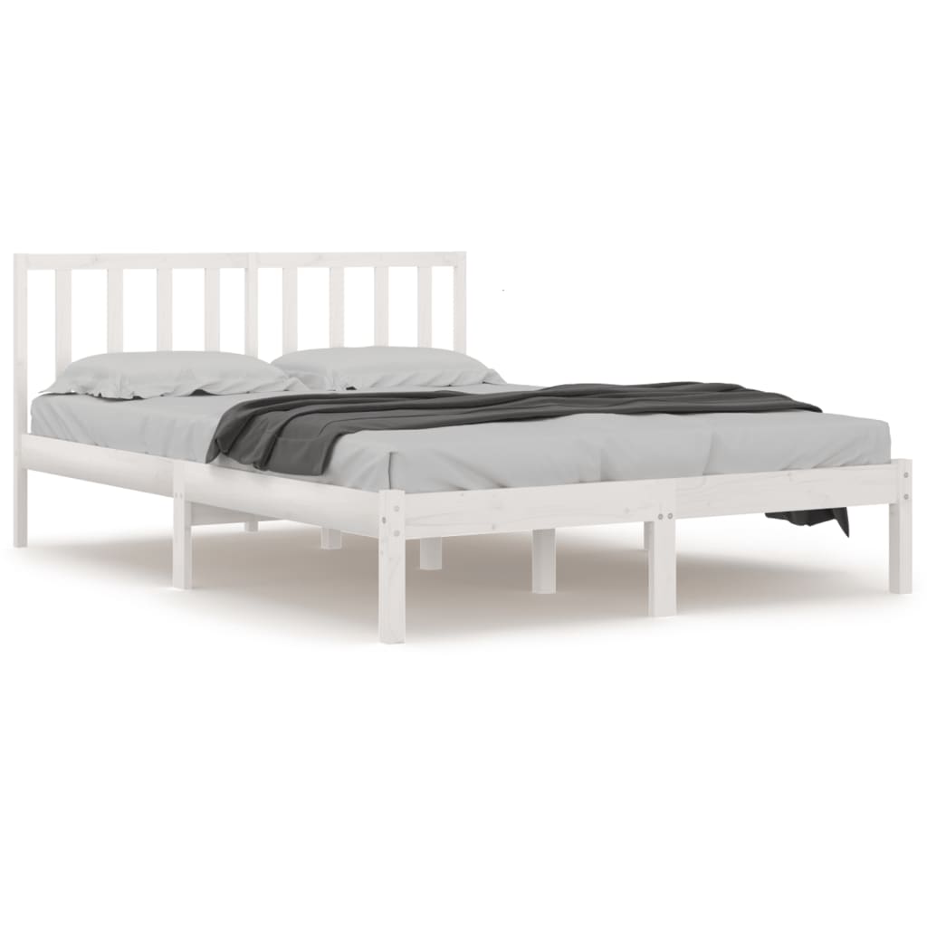 Cadre de lit sans matelas blanc bois massif de pin 200x200 cm