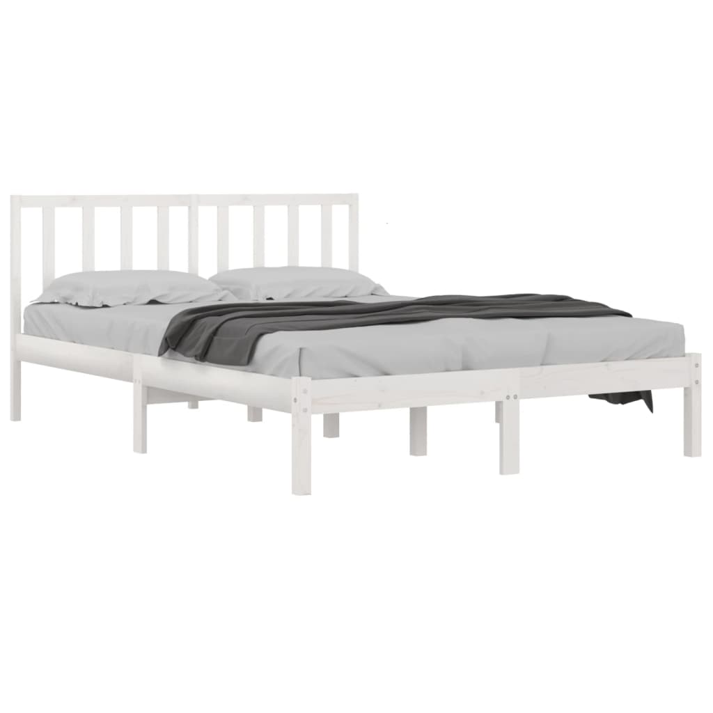 Cadre de lit sans matelas blanc bois massif de pin 200x200 cm