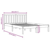 Cadre de lit sans matelas blanc bois massif de pin 200x200 cm