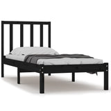 Cadre de lit sans matelas noir bois de pin massif 90x190 cm