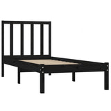 Cadre de lit sans matelas noir bois de pin massif 90x190 cm