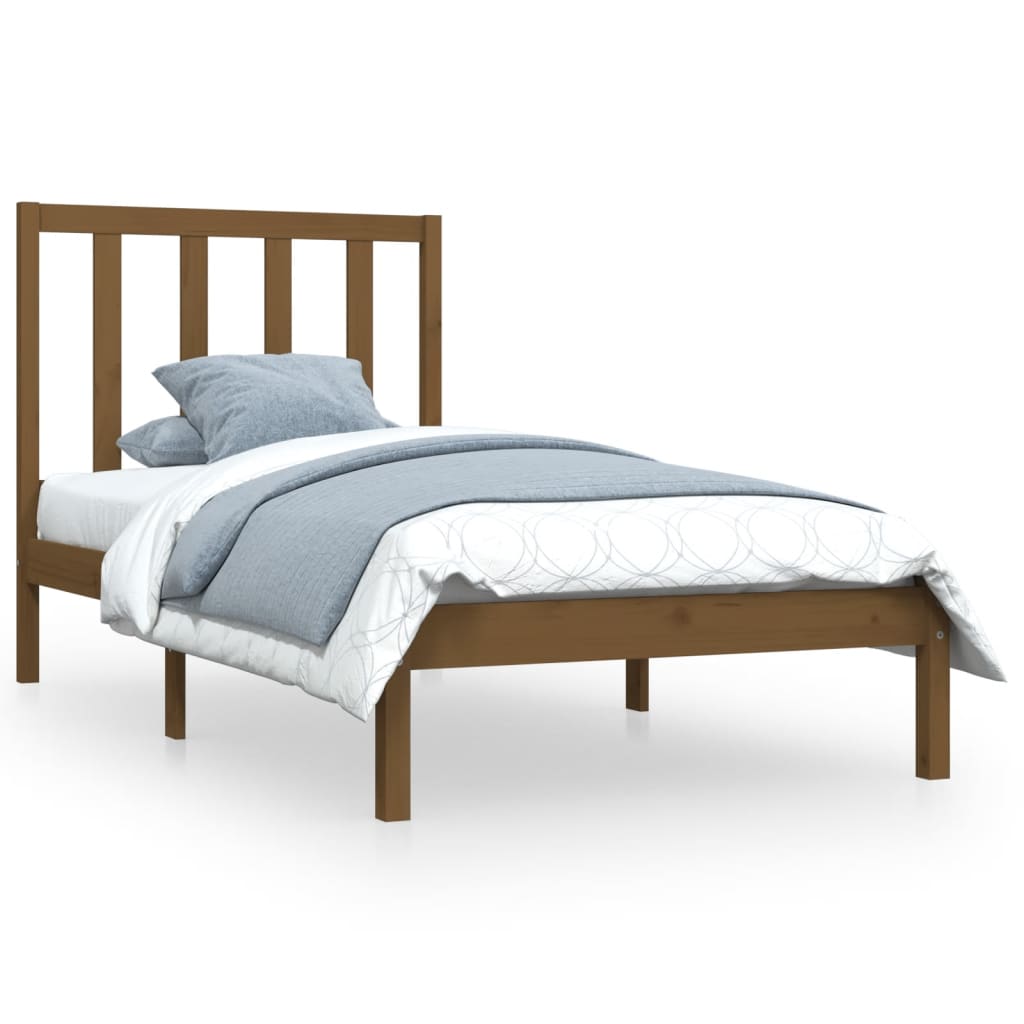 Cadre de lit sans matelas marron miel pin massif 100x200 cm