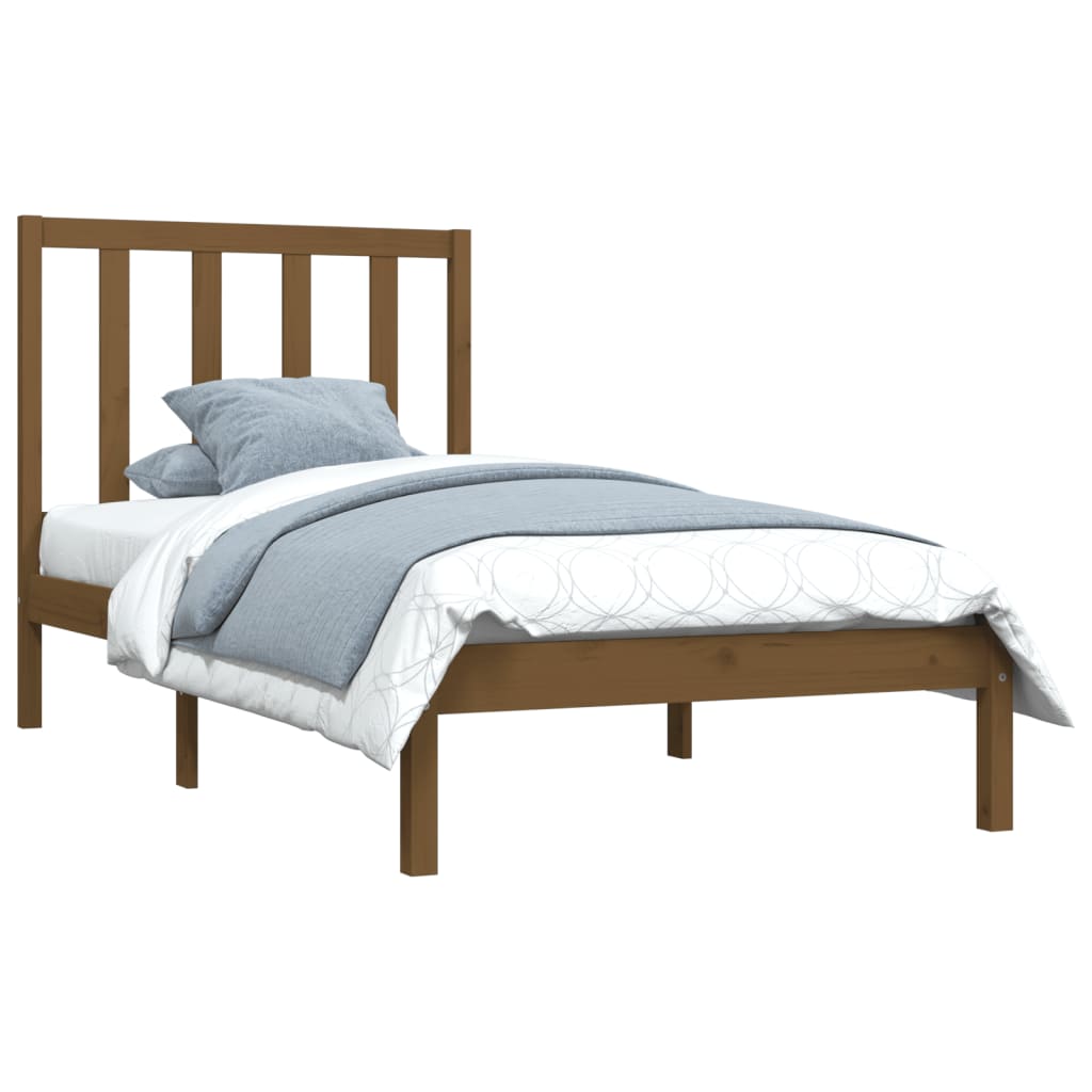 Cadre de lit sans matelas marron miel pin massif 100x200 cm