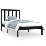 Cadre de lit sans matelas noir bois massif de pin 100x200 cm