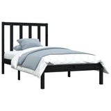 Cadre de lit sans matelas noir bois massif de pin 100x200 cm