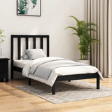 Cadre de lit sans matelas noir bois massif de pin 100x200 cm