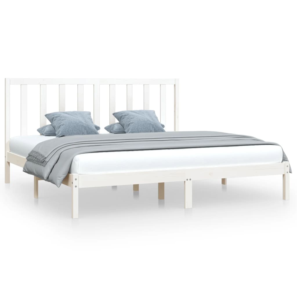 Cadre de lit sans matelas blanc bois massif de pin 200x200 cm