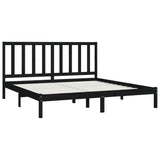 Cadre de lit sans matelas noir bois massif de pin 200x200 cm