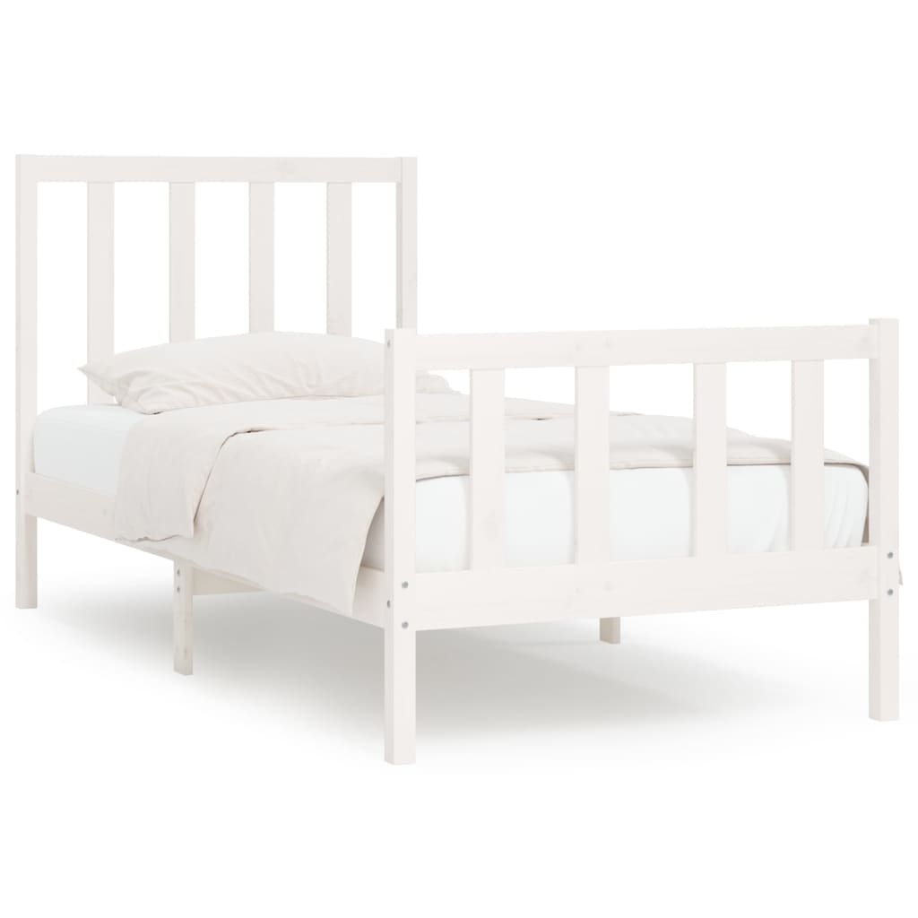 Cadre de lit sans matelas blanc 75x190 cm bois massif