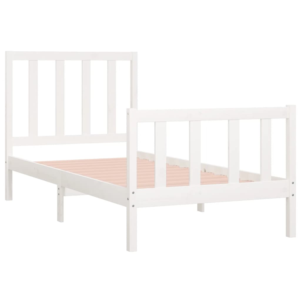 Cadre de lit sans matelas blanc 75x190 cm bois massif