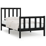 Cadre de lit sans matelas noir 90x190 cm bois massif