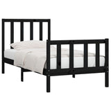 Cadre de lit sans matelas noir 90x190 cm bois massif