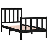 Cadre de lit sans matelas noir 90x190 cm bois massif