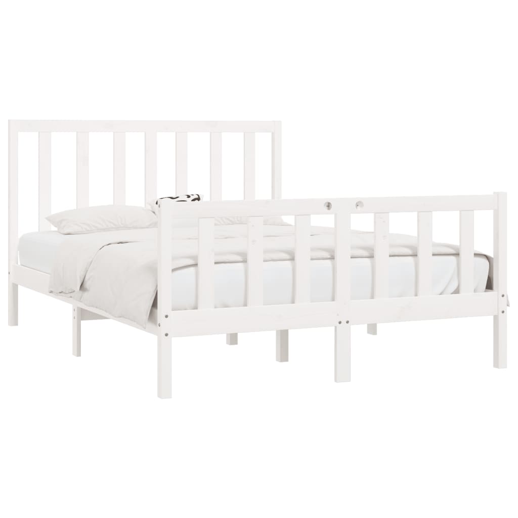 Cadre de lit sans matelas blanc 120x190 cm bois massif