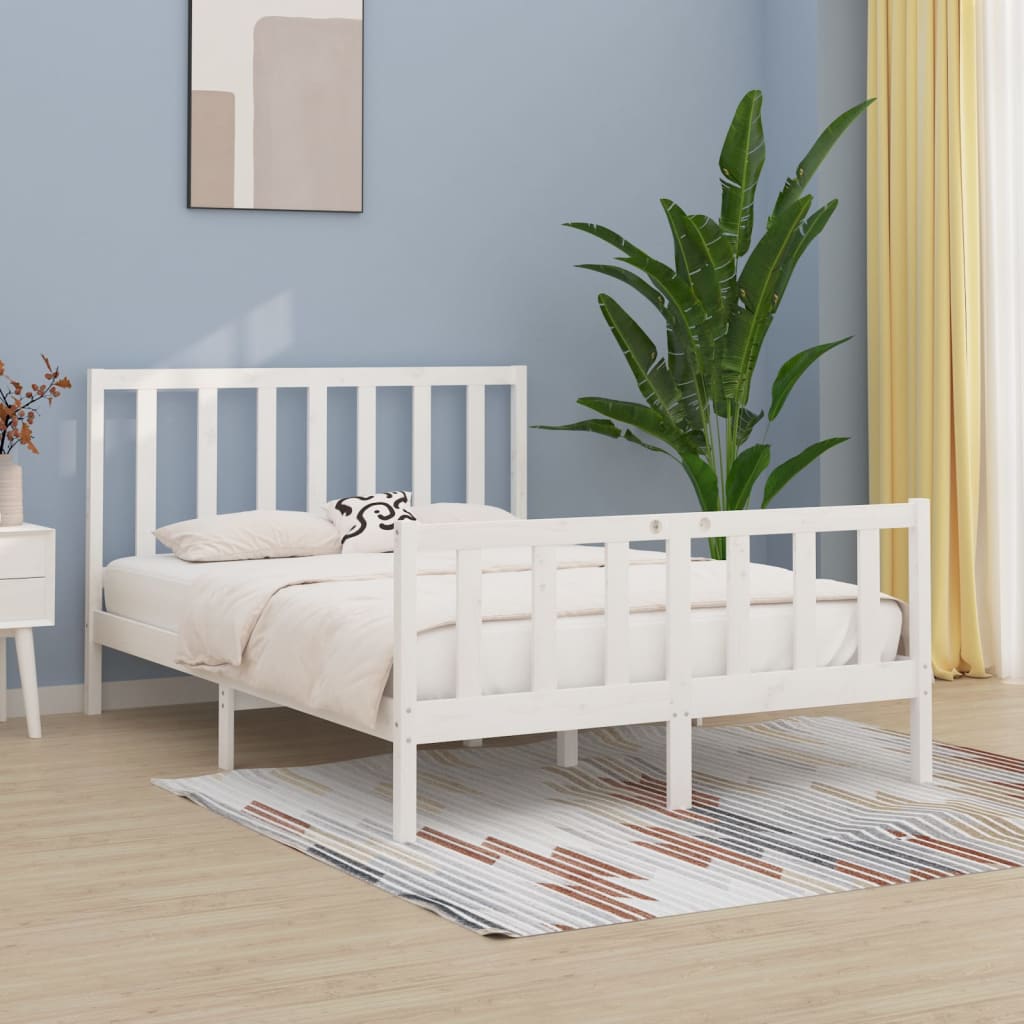 Cadre de lit sans matelas blanc 120x190 cm bois massif