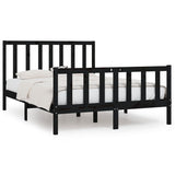 Cadre de lit sans matelas noir 135x190 cm bois massif