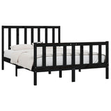 Cadre de lit sans matelas noir 135x190 cm bois massif