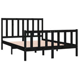 Cadre de lit sans matelas noir 135x190 cm bois massif