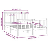 Cadre de lit sans matelas noir 135x190 cm bois massif