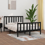 Cadre de lit sans matelas noir 135x190 cm bois massif