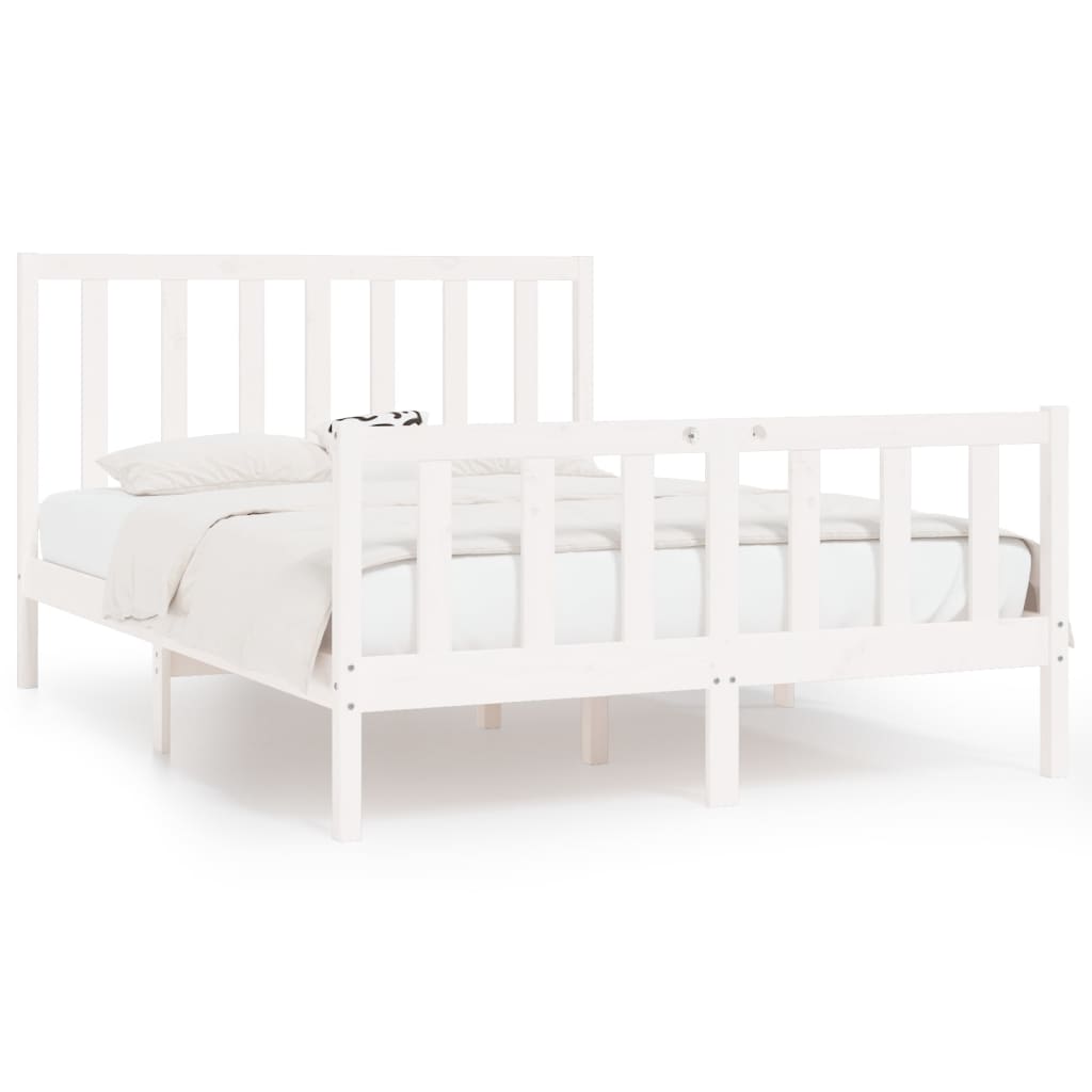 Cadre de lit sans matelas blanc 140x190 cm bois massif