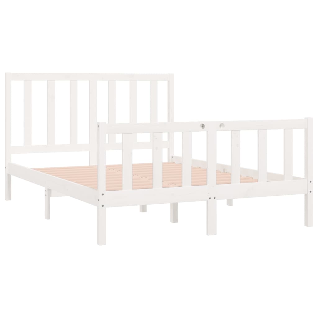 Cadre de lit sans matelas blanc 140x190 cm bois massif