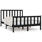 Cadre de lit sans matelas noir 140x190 cm bois massif