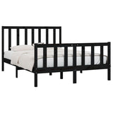 Cadre de lit sans matelas noir 140x190 cm bois massif