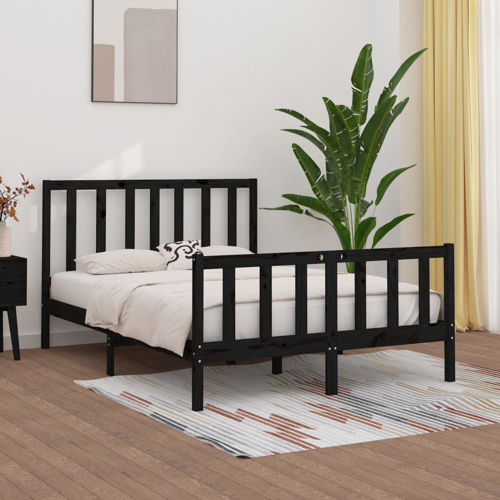 Cadre de lit sans matelas noir 140x190 cm bois massif