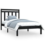 Cadre de lit sans matelas noir 75x190 cm bois massif