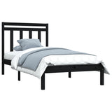 Cadre de lit sans matelas noir 75x190 cm bois massif