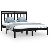 Cadre de lit sans matelas noir 120x190 cm bois massif