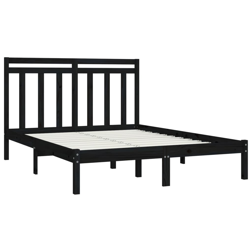 Cadre de lit sans matelas noir 120x190 cm bois massif