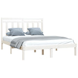 Cadre de lit sans matelas blanc 135x190 cm bois massif