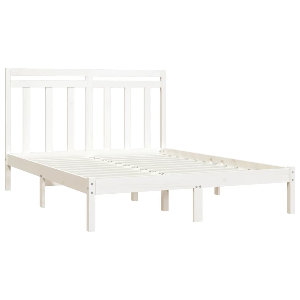 Cadre de lit sans matelas blanc 135x190 cm bois massif