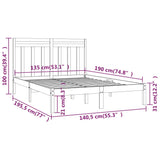 Cadre de lit sans matelas blanc 135x190 cm bois massif