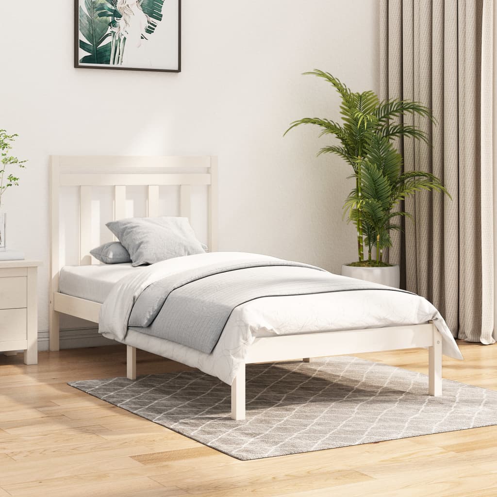 Cadre de lit sans matelas blanc 100x200 cm bois massif