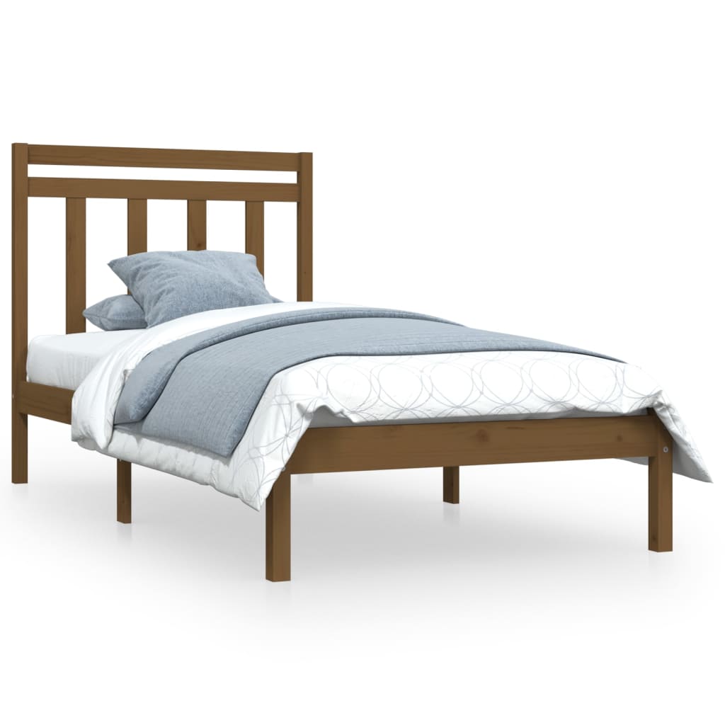 Cadre de lit sans matelas marron miel 100x200 cm bois massif