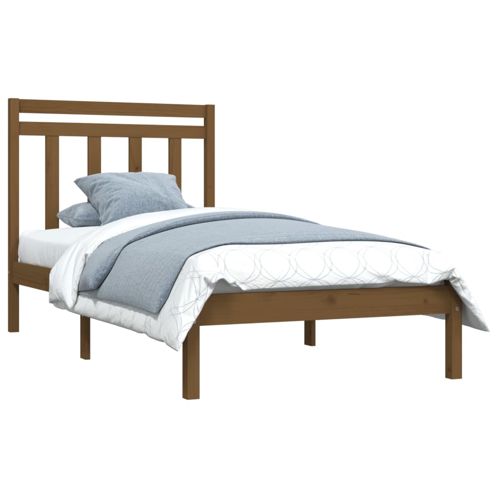 Cadre de lit sans matelas marron miel 100x200 cm bois massif