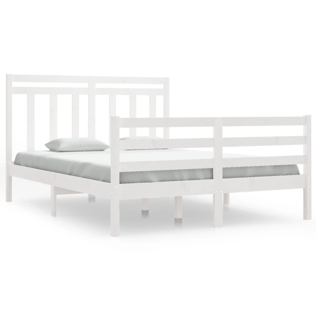 Cadre de lit sans matelas blanc 135x190 cm bois massif