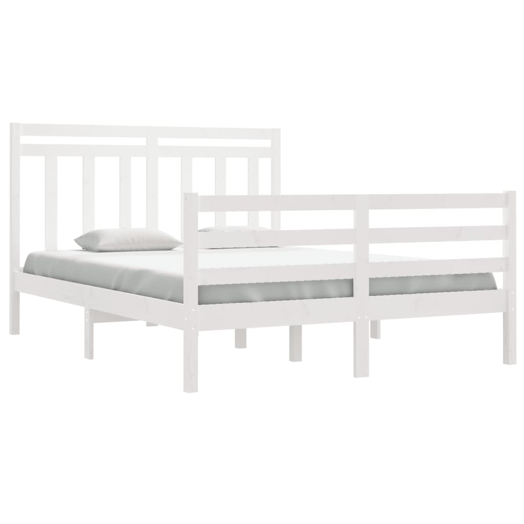 Cadre de lit sans matelas blanc 135x190 cm bois massif