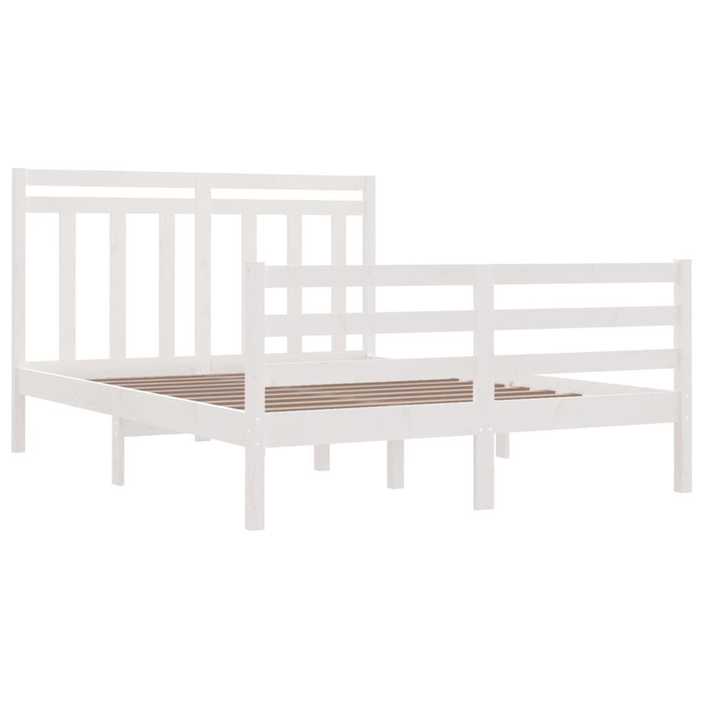 Cadre de lit sans matelas blanc 135x190 cm bois massif