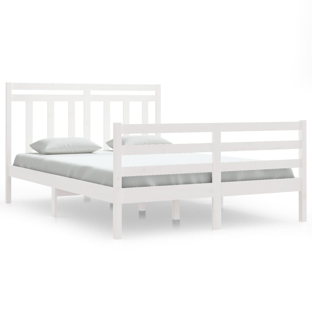 Cadre de lit sans matelas blanc 140x200 cm bois massif