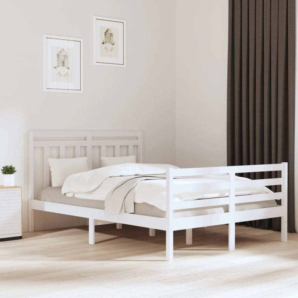 Cadre de lit sans matelas blanc 140x200 cm bois massif