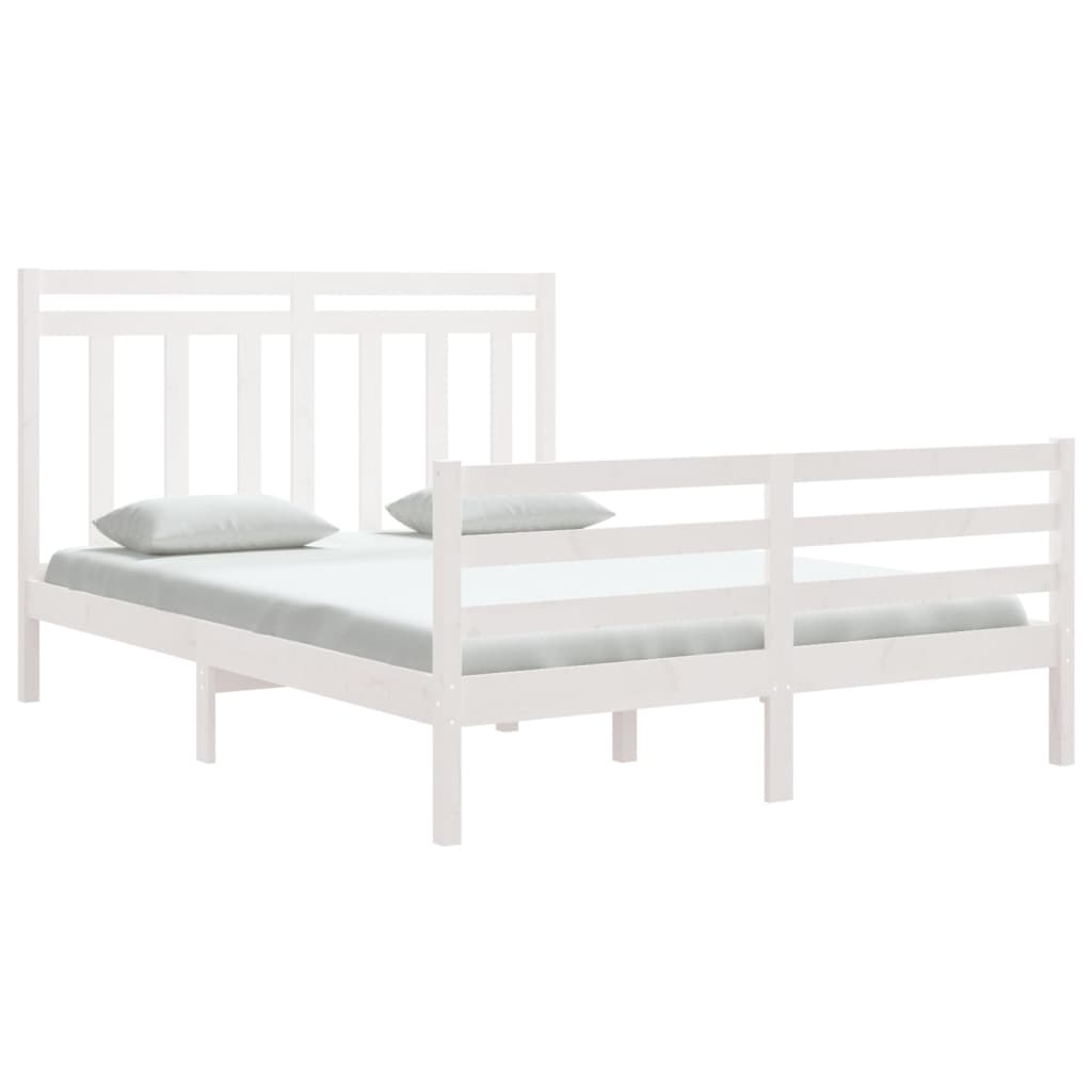 Cadre de lit sans matelas blanc 150x200 cm bois massif